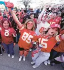  ?? CHARLIE RIEDEL/AP ?? Chiefs fans cheer before Sunday’s game. The Chiefs were playing in their third Super Bowl in the last four seasons.