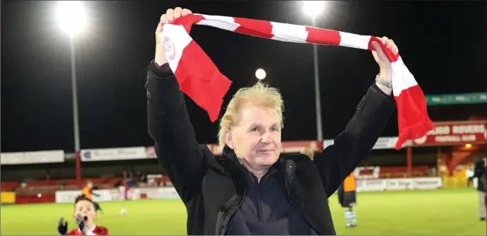  ??  ?? Liam Buckley is unveiled as the new Sligo Rovers manager at half-time on Friday night. Pic: Carl Brennan.
