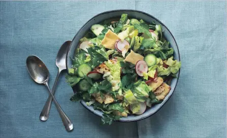  ?? MIA THE ASSOCIATED PRESS ?? One of the dishes on many tables during Ramadan is fattoush. It may be served during the evening break fasts, and is often part of the celebrator­y spread that marks the end of the month of abstinence.