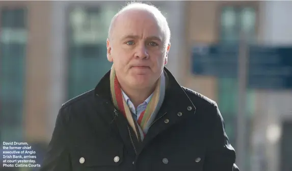  ??  ?? David Drumm, the former chief executive of Anglo Irish Bank, arrives at court yesterday. Photo: Collins Courts