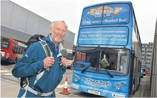  ?? Photograph by Kenny Elrick ?? TREK: Brian Burnie is in Aberdeen as part of his drive to help cancer patients across the UK.