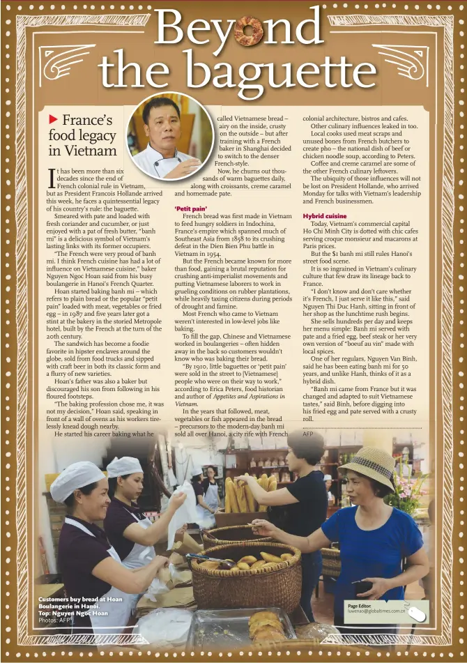  ?? Photos: AFP ?? Customers buy bread at Hoan Boulangeri­e in Hanoi. Top: Nguyen Ngoc Hoan