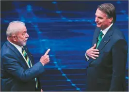  ?? ?? LULA-BOLSONARO. El formato del debate que tendrá lugar esta noche, se asemeja al que tuvieron los candidatos brasileños en octubre pasado.