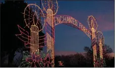  ?? (Special to the Democrat-Gazette/Arkansas Tourism) ?? Sherwood’s 2020 Enchanted Forest Trail of Lights is lighting up the cold winter nights from 6 to 9:30 p.m. through Dec. 30.