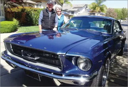  ?? DAVID KRUMBOLTZ — STAFF ?? Danville residents Hardy and Trish Brunutte appear recently with the 1967Ford Mustang hardtop that they rode in on their first date.