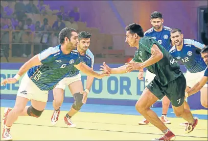  ?? HT PHOTO ?? The Indian team defeated Pakistan in the final of the Dubai Kabaddi Masters a couple of months back.