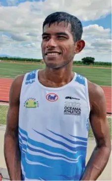  ?? Photo: Athletics Fiji* ?? Tavua’s Yeshnil Karan is currently our top men’s 1500m runner.