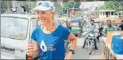  ?? HT ?? Mina Guli during her #Runningdry marathon on December 2.