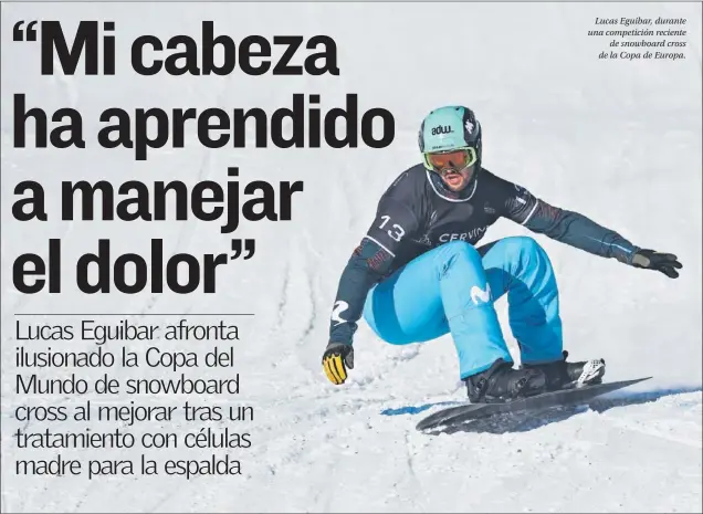  ?? ?? Lucas Eguibar, durante una competició­n reciente de snowboard cross de la Copa de Europa.