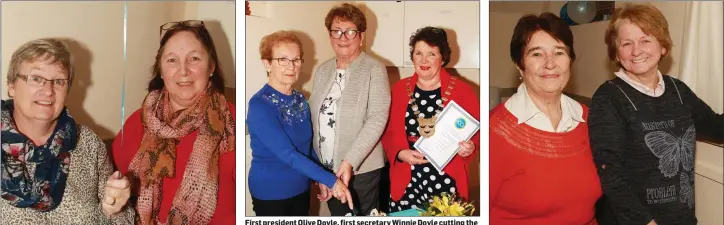  ??  ?? Rita Maher and Susan Breen.
First president Olive Doyle, first secretary Winnie Doyle cutting the cake with Wexford Federation president Mary D’Arcy.
Betty Tobin and Margaret Gilbert.