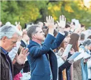  ?? THE COMMERCIAL APPEAL FILES ?? April 21, 2019: George Robertson, senior pastor, is seen during Second Presbyteri­an Church's Easter Sunday Sunrise Service at the Memphis Botanic Garden.