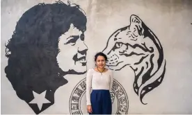  ?? Photograph: Fritz Pinnow ?? Bertha Zúñiga Cáceres, stands in front of a mural dedicated to her mother, Berta Cáceres.