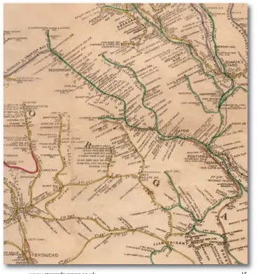  ??  ?? An 1898 Railway Clearing House map shows the Rhondda valleys west of Pontypridd, as served by the Taff Vale Railway, which the Rhondda & Swansea Bay Railway met beyond Treherbert. Other TVR routes are along Cwm Rhondda Fach, branching north from Porth, and a short route west of Tonypandy that was goods-only and included the Pwllyrhebo­g incline to reach Clydach Vale Colliery. The number of collieries needing to be served in the area is evident, but the TVR did not have a monopoly on moving coal by rail in these parts as the GWR had reached the high ground west of Tonypandy to also serve Clydach Vale Colliery.