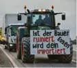  ?? Foto: Wolfgang Widemann ?? Im Rahmen der Proteste von Bauern gegen die Streichung von Privilegie­n bei Kfz-Steuer und Diesel-Abgabe waren die Landwirte zuletzt auf der B25 unterwegs.