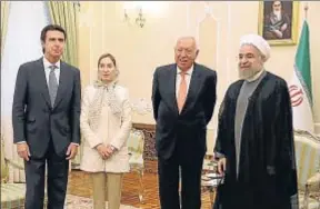  ?? SERGIO BARRENECHE­A / EFE ?? Soria, Pastor y García-Margallo con el presidente Rohani