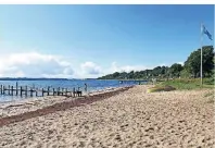  ??  ?? Abkühlung gefällig? Der Strand an der Flensburge­r Förde lädt zum Schwimmen ein.