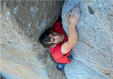  ??  ?? Alex Honnold’s historic ascent of the near-vertical El Capitan cliff face without ropes is captured in the documentar­y Free Solo. PHOTO: JIMMY CHIN/NATIONAL GEOGRAPHI