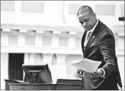  ?? STEVE HELBER/AP ?? Lt. Gov. Justin Fairfax prepares to preside over the Senate session at the Capitol in Richmond, Va., on Monday.