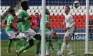  ?? Photograph: Xavier Laine/Getty Images ?? Mauro Icardi scores PSG’s late winner against St-Étienne to close the gap to league leaders Lille to one point.