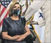  ?? Anna Moneymaker Pool Photo ?? HOUSE SPEAKER Nancy Pelosi and Senate Majority Leader Mitch McConnell also got doses Friday.