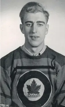  ??  ?? Murray Dowey of the 1948 RCAF Flyers hockey team.