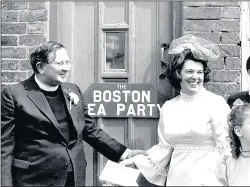  ??  ?? Rector of Cadeby, the Rev Teddy Boston, and his wife Audrey pictured after their wedding in Cadeby Church in 1974