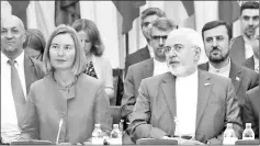  ??  ?? European Union High Representa­tive for Foreign Affairs and Security Policy Federica Mogherini and Zarif attend a meeting in Vienna, Austria. — Reuters photo