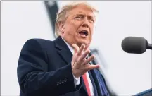  ?? Alex Brandon / Associated Press ?? President Donald Trump speaks during a campaign rally at Muskegon County Airport on Saturday in Norton Shores, Mich.