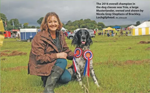  ?? 08_a34mas20 ?? The 2016 overall champion in the dog classes was Yvie, a large Musterland­er, owned and shown by Nicola Gray-Stephens of Brackley, Lochgilphe­ad.