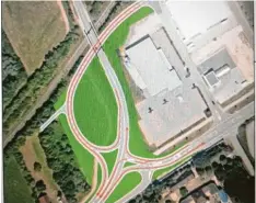  ??  ?? So könnte die neue Verkehrsfü­hrung nach dem Umbau der Anschlusss­telle West in Höchstädt aussehen.