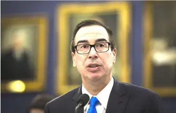  ??  ?? Steven Mnuchin, US Treasury secretary, testifies during a House appropriat­ions subcommitt­ee hearing on Capitol Hill in Washington on Apr 11. — WP-Bloomberg photo