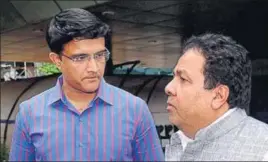  ?? PTI ?? Sourav Ganguly and Rajeev Shukla after attending the BCCI Special General Meeting in Mumbai.
