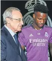  ?? REAL MADRID ?? Florentino Pérez junto a Vinícius Júnior.