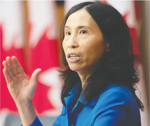  ?? Adrian Wyld / the cana dian press ?? Chief Public Health Officer Theresa Tam shouldn’t be answering questions on hyper-local matters, Chris Selley writes.