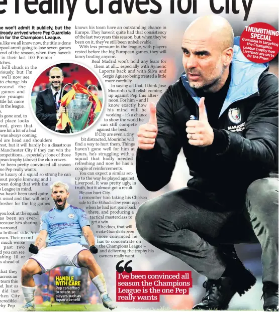  ??  ?? Pep can afford to rotate so players such as Aguero benefit
TH
Guar
t Lea Liv