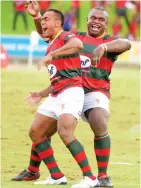  ?? Photo: Ronald Kumar ?? Jone Manu (left) celebrates after kicking the winning penalty against Police to claim the FMF Ratu Sukuna Bowl challenge on December 17, 2021.