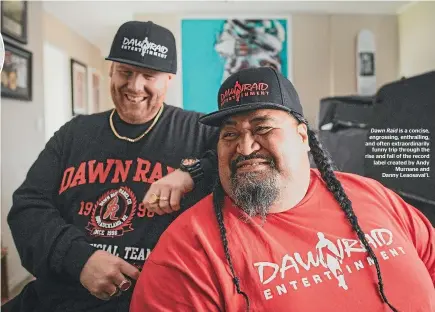  ??  ?? Dawn Raid is a concise, engrossing, enthrallin­g, and often extraordin­arily funny trip through the rise and fall of the record label created by Andy Murnane and Danny Leaosavai’i.