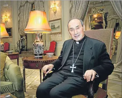  ?? ANA JIMÉNEZ ?? El cardenal Velasio De Paolis, retratat divendres en un hotel de Barcelona
