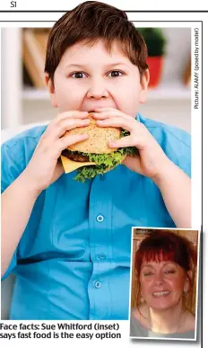  ??  ?? Face facts: Sue Whitford (inset) says fast food is the easy option