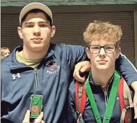  ?? Contribute­d ?? Heritage senior Alex Eacret and Heritage freshman Drew Dietz are the 2019-20 Catoosa County Co-Wrestlers of the Year.