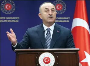  ?? (AFP) ?? Turkish Foreign Minister Mevlut Cavusoglu in Ankara on Wednesday.