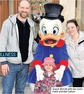  ??  ?? Gracie McCall with her mum Katie and dad Callum