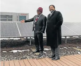  ?? Picture: SUPPLIED ?? MORE LIKE THIS: Buffalo City mayor Xola Pakati, left, and Buffalo City Developmen­t Agency chief executive Lumko Nelani take a look at the production plant of a solar energy provider in China.