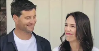  ?? TVNZ VIA AP ?? In this image made from a video, New Zealand Prime Minister Jacinda Ardern and her partner, Clarke Gayford, speak to journalist­s today in front of their home in Auckland, New Zealand.