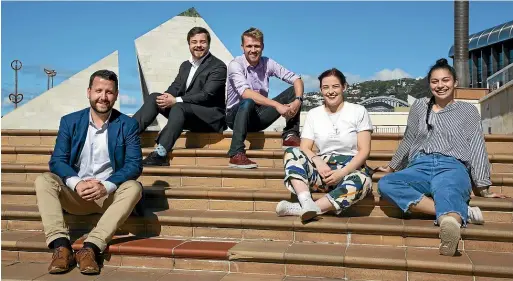  ?? ROSS GIBLIN/STUFF ?? Among the young faces on local councils are, from left, new Lower Hutt Mayor Campbell Barry, 28, Porirua councillor­s Josh Trlin, 25, and Nathan Waddle, 25, and Wellington City councillor­s Teri O’Neill, 21, and Tamatha Paul, 22.