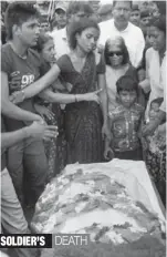  ?? — PTI ?? Family members of Army jawan Vijay Kumar Rai mourn during his cremation at Vyapur in Maner, Bihar, on Thursday.