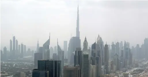  ??  ?? A panoramic view of the Sheikh Zayed road skyline in Dubai as seen from the seaplane during the media tour. As the inaugural flight took from Al Zorah Marina 1 in Ajman towards Dubai, the hopes of an emirate to boost its tourism offerings and high...