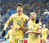  ?? RUI VIEIRA AP ?? Chelsea’s Mateo Kovacic (right) is congratula­ted by Kai Havertz after scoring his side’s third goal.