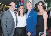  ?? HOWARD KAY PHOTOGRAPH­Y ?? The inimitable Ryan Blatt and wife Lindsey Mendell join friends Adam Ray and wife Sara Levy at the recent 40th Anniversar­y ICRF Benefit Gala.