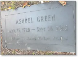  ?? PHOTO BY STEVEN SLOSBERG ?? “Editor. Husband. Father. Friend.” — the grave site marker for Ashbel Green.